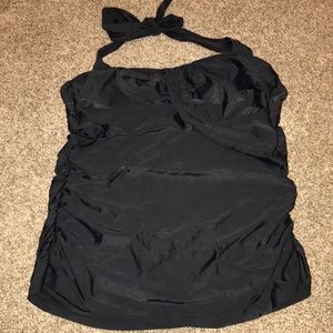 Athleta Tankini Swim Top Halter Sz 36 B/C Black